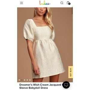 Lulus Dreamer's Wish Cream Jacquard
Sleeve Babydoll Dress Large